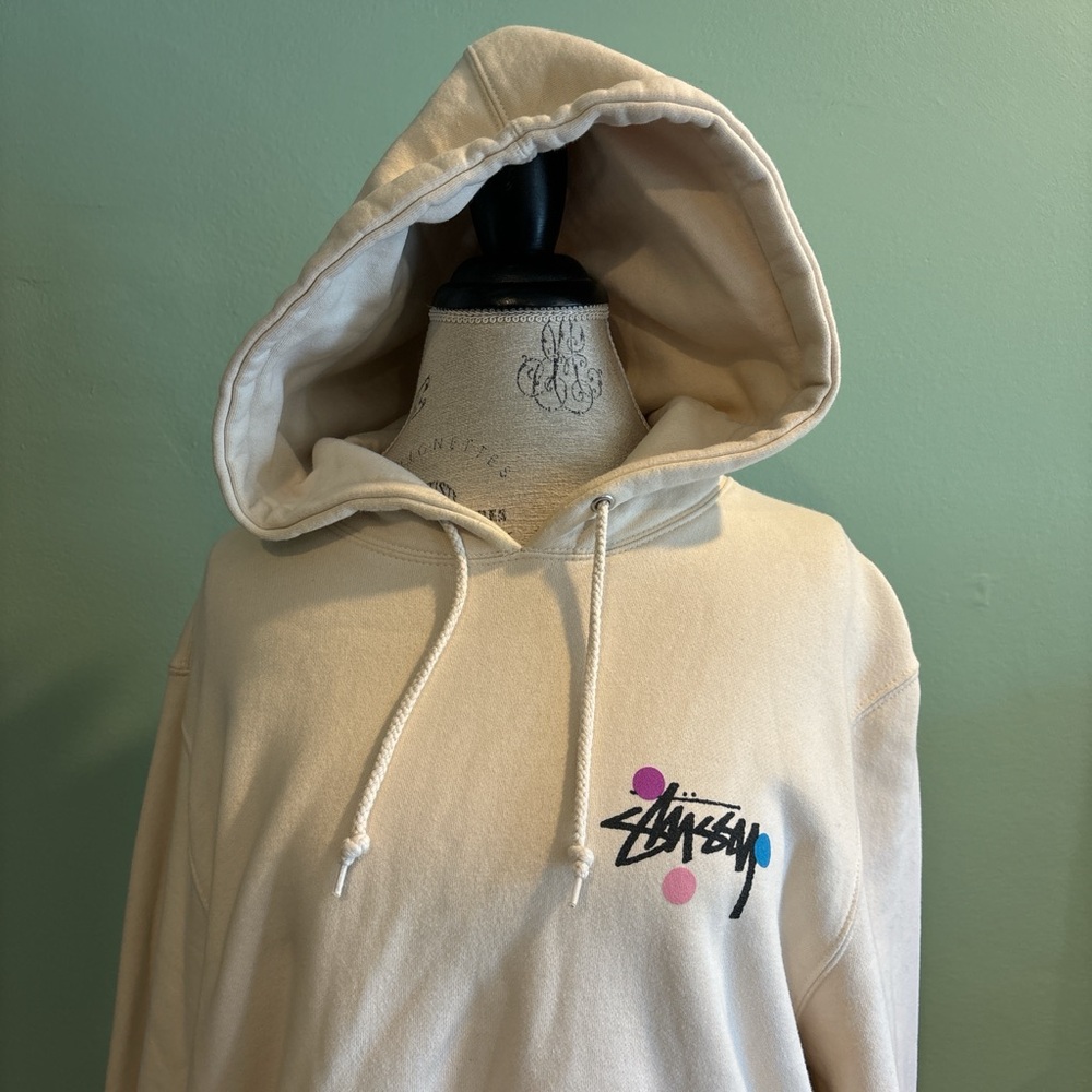 Large Stüssy cream and pink hoodie
